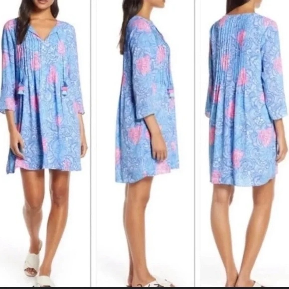 Lilly Pulitzer Blue and Pink Paisley Mini Dress